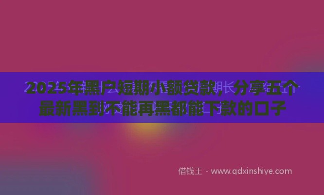 2025年黑户短期小额贷款，分享五个最新黑到不能再黑都能下款的口子