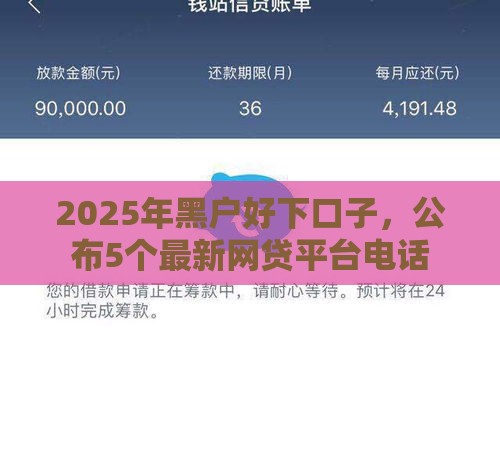 2025年黑户好下口子，公布5个最新网贷平台电话