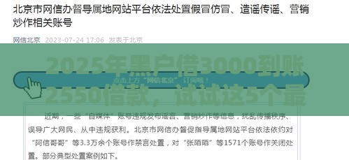 2025年黑户借3000到账2550借款，试试这5个最新小额贷款平台好下款不看征信