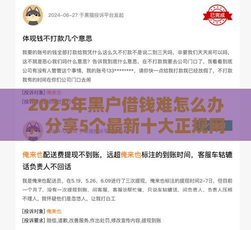 2025年黑户借钱难怎么办，分享5个最新十大正规网贷平台排名不分先后