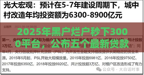 2025年黑户烂户秒下3000平台，公布五个最新贷款利息低的平台正规