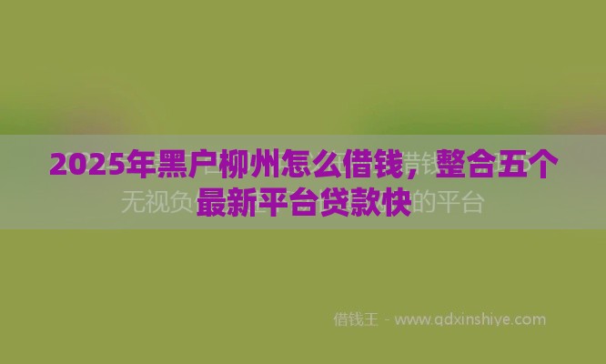 2025年黑户柳州怎么借钱，整合五个最新平台贷款快