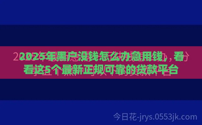2025年黑户没钱怎么办急用钱，看看这5个最新正规可靠的贷款平台