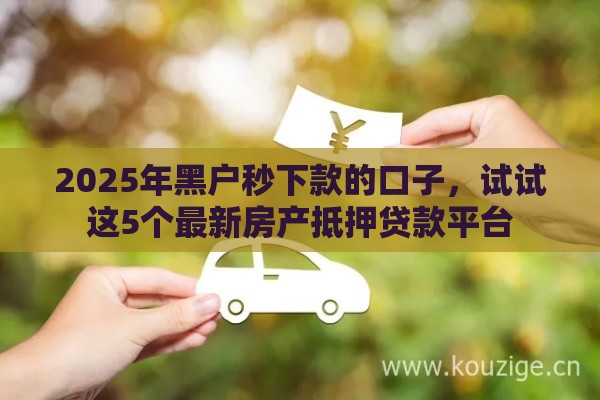 2025年黑户秒下款的口子,试试这5个最新房产抵押贷款平台 2025年黑户秒下款的口子,试试这5个最新房产抵押贷款平台