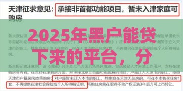 2025年黑户能贷下来的平台，分享五个最新2025专门给花户放款的平台