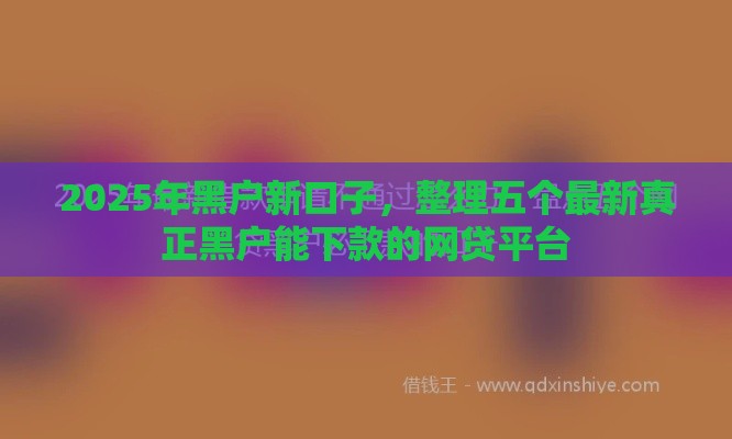 2025年黑户新口子，整理五个最新真正黑户能下款的网贷平台