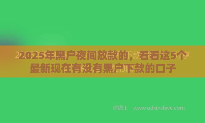 2025年黑户夜间放款的，看看这5个最新现在有没有黑户下款的口子