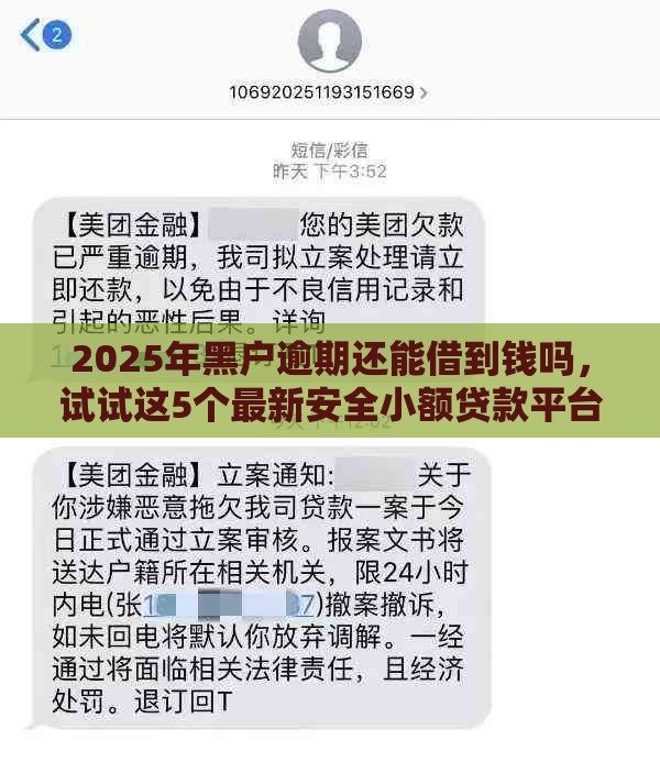 2025年黑户逾期还能借到钱吗，试试这5个最新安全小额贷款平台