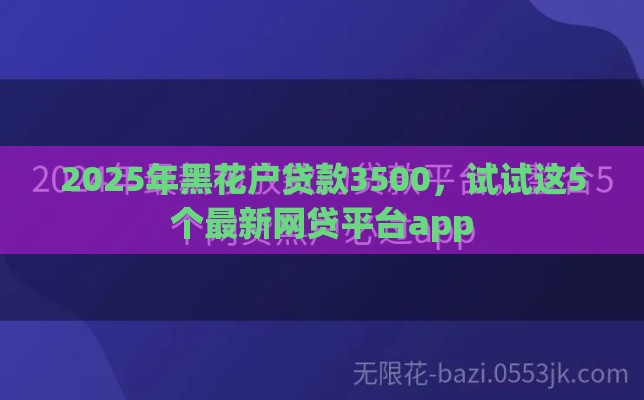 2025年黑花户贷款3500，试试这5个最新网贷平台app