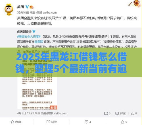 2025年黑龙江借钱怎么借钱，整理5个最新当前有逾期可以在借款平台借钱