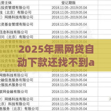 2025年黑网贷自动下款还找不到app，看看这五个最新10个最可靠的网贷平台