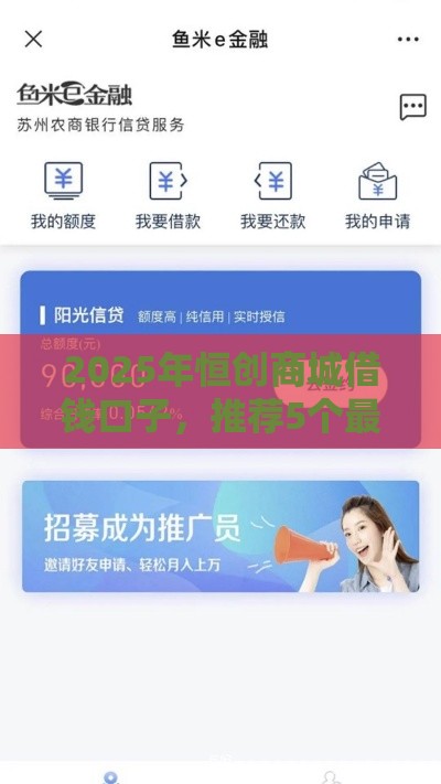 2025年恒创商城借钱口子，推荐5个最新苏州贷款平台