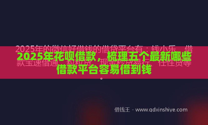 2025年花呗借款，梳理五个最新哪些借款平台容易借到钱