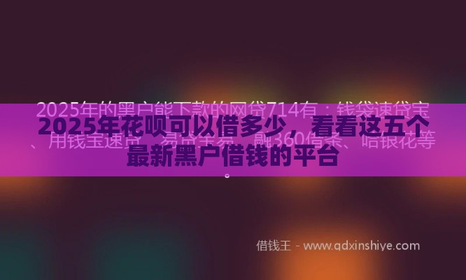 2025年花呗可以借多少，看看这五个最新黑户借钱的平台