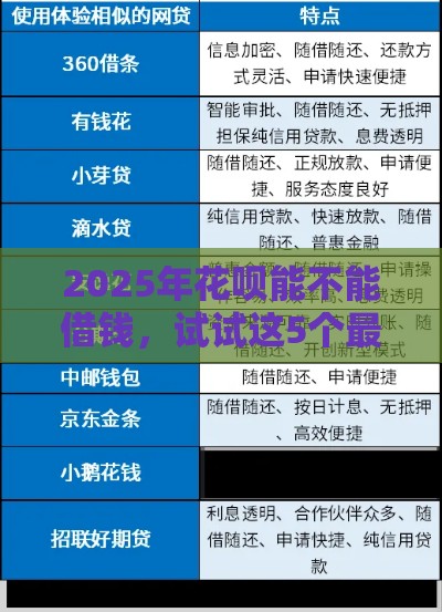 2025年花呗能不能借钱，试试这5个最新小额贷款平台推荐
