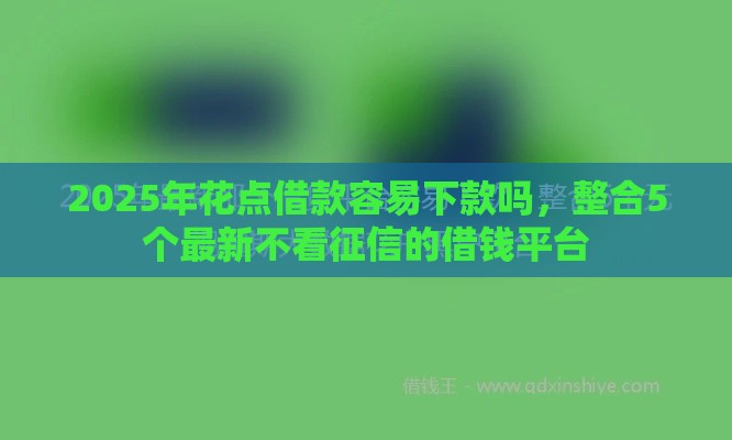 2025年花点借款容易下款吗，整合5个最新不看征信的借钱平台