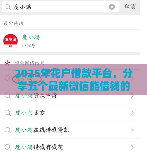 2025年花户借款平台，分享五个最新微信能借钱的平台