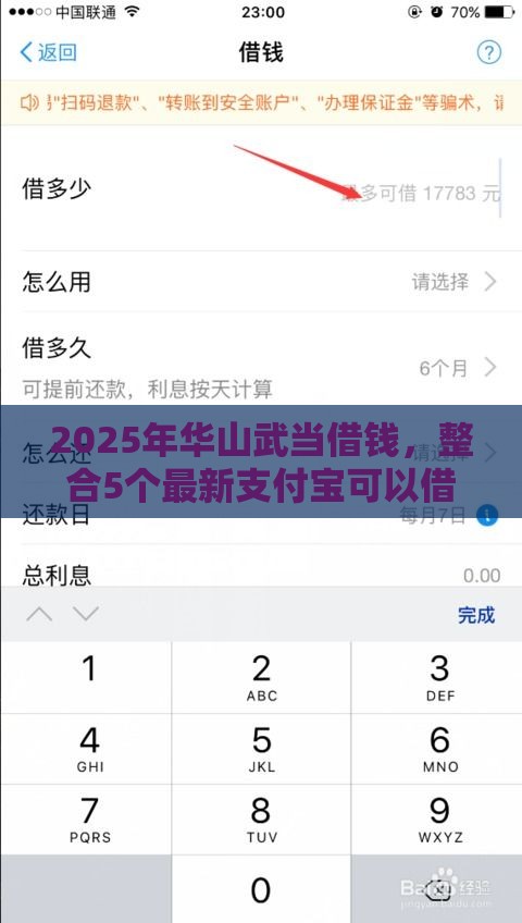 2025年华山武当借钱，整合5个最新支付宝可以借钱的平台