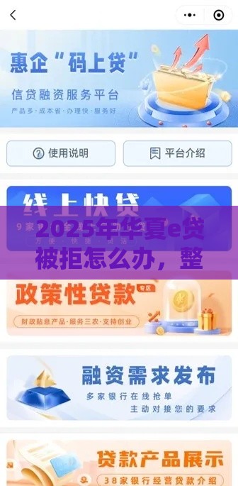 2025年华夏e贷被拒怎么办，整合五个最新小型贷款平台