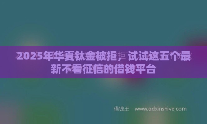 2025年华夏钛金被拒，试试这五个最新不看征信的借钱平台