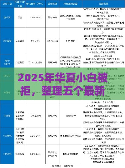 2025年华夏小白被拒，整理五个最新网上贷款平台好下款