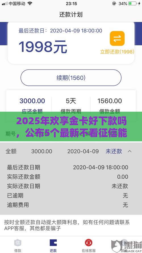2025年欢享金卡好下款吗，公布5个最新不看征信能下款的平台