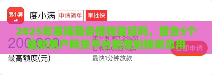 2025年惠喵商务借钱靠谱吗，整合5个最新黑户网贷平台能借到钱啊急用