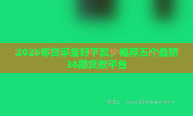 2025年货享金好下款，推荐五个最新36期贷款平台