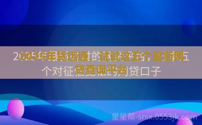 2025年货运通，试试这五个最新网贷查询平台
