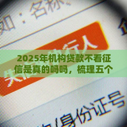2025年机构贷款不看征信是真的吗吗，梳理五个最新黑贷款马上下款的口子
