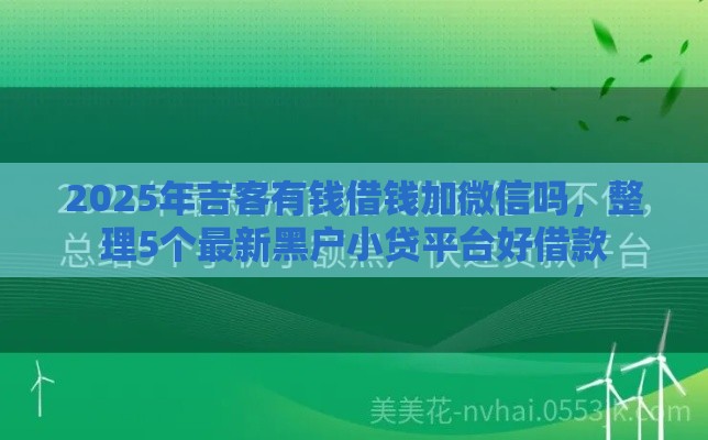 2025年吉客有钱借钱加微信吗，整理5个最新黑户小贷平台好借款