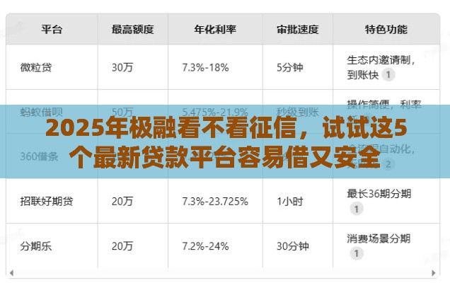 2025年极融看不看征信，试试这5个最新贷款平台容易借又安全