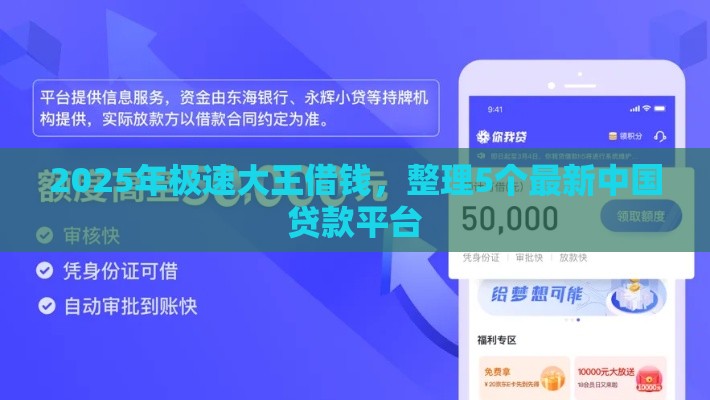 2025年极速大王借钱，整理5个最新中国贷款平台