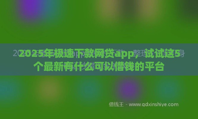2025年极速下款网贷app，试试这5个最新有什么可以借钱的平台