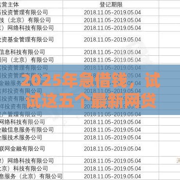 2025年急借钱，试试这五个最新网贷平台靠谱