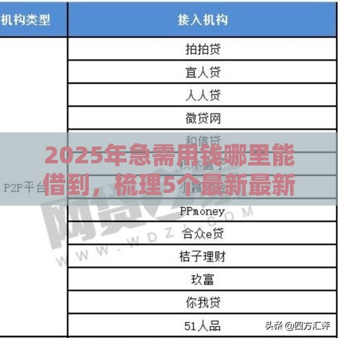 2025年急需用钱哪里能借到，梳理5个最新最新不查征信的口子