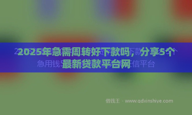2025年急需周转好下款吗,分享5个最新贷款平台网 2025年急需周转好下款吗,分享5个最新贷款平台网