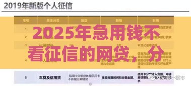 2025年急用钱不看征信的网贷，分享5个最新不看征信和负债的贷款平台