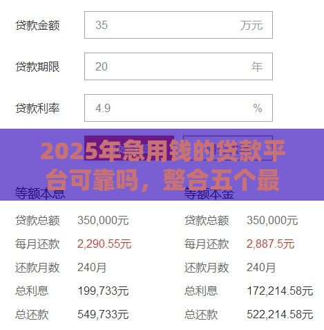 2025年急用钱的贷款平台可靠吗，整合五个最新2424平台百分百可以借到钱