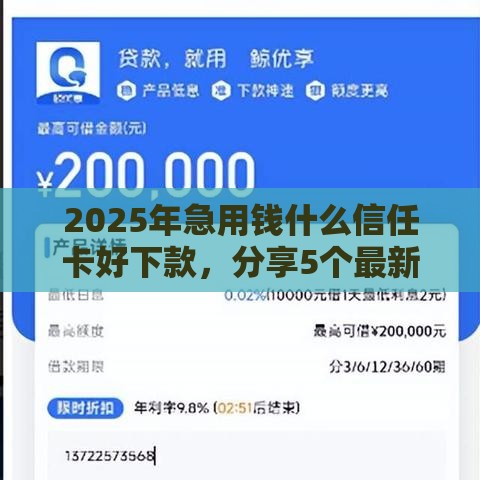 2025年急用钱什么信任卡好下款，分享5个最新小额贷款软件