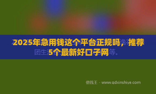 2025年急用钱这个平台正规吗，推荐5个最新好口子网