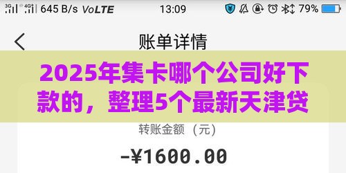 2025年集卡哪个公司好下款的，整理5个最新天津贷款平台