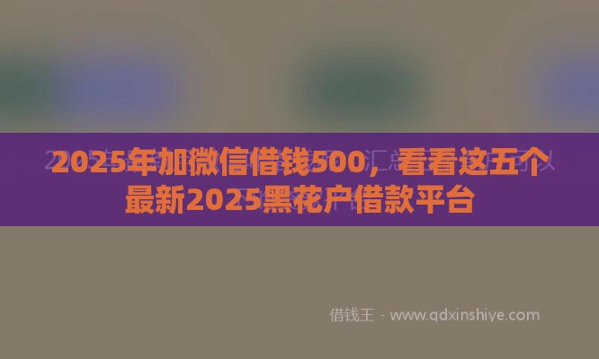 2025年加微信借钱500，看看这五个最新2025黑花户借款平台