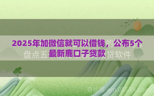 2025年加微信就可以借钱，公布5个最新鹿口子贷款