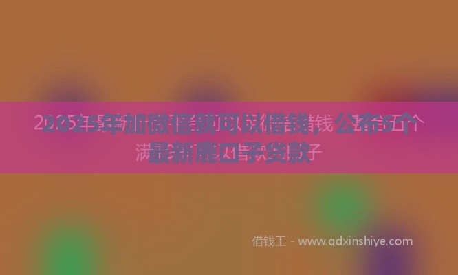 2025年加微信就可以借钱，公布5个最新鹿口子贷款