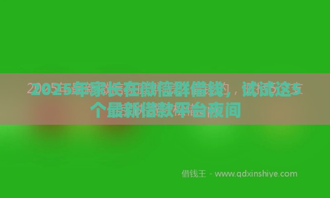 2025年家长在微信群借钱，试试这5个最新借款平台夜间