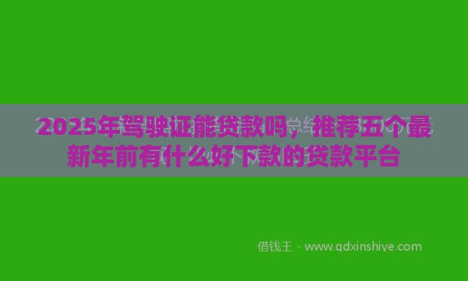 2025年驾驶证能贷款吗，推荐五个最新年前有什么好下款的贷款平台