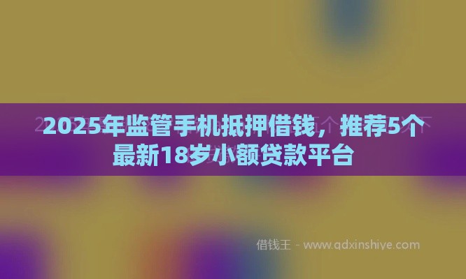 2025年监管手机抵押借钱，推荐5个最新18岁小额贷款平台