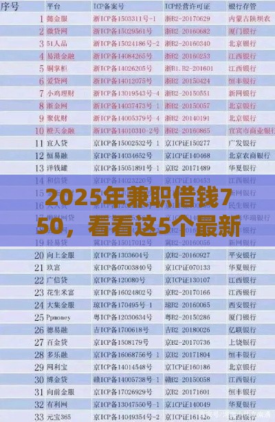2025年兼职借钱750,看看这5个最新504家违规网贷平台名单 2025年兼职借钱750,看看这5个最新504家违规网贷平台名单