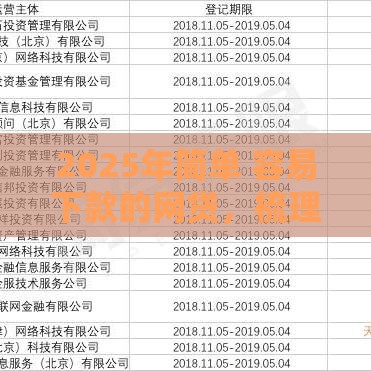 2025年简单 容易下款的网贷，梳理5个最新小型贷款平台